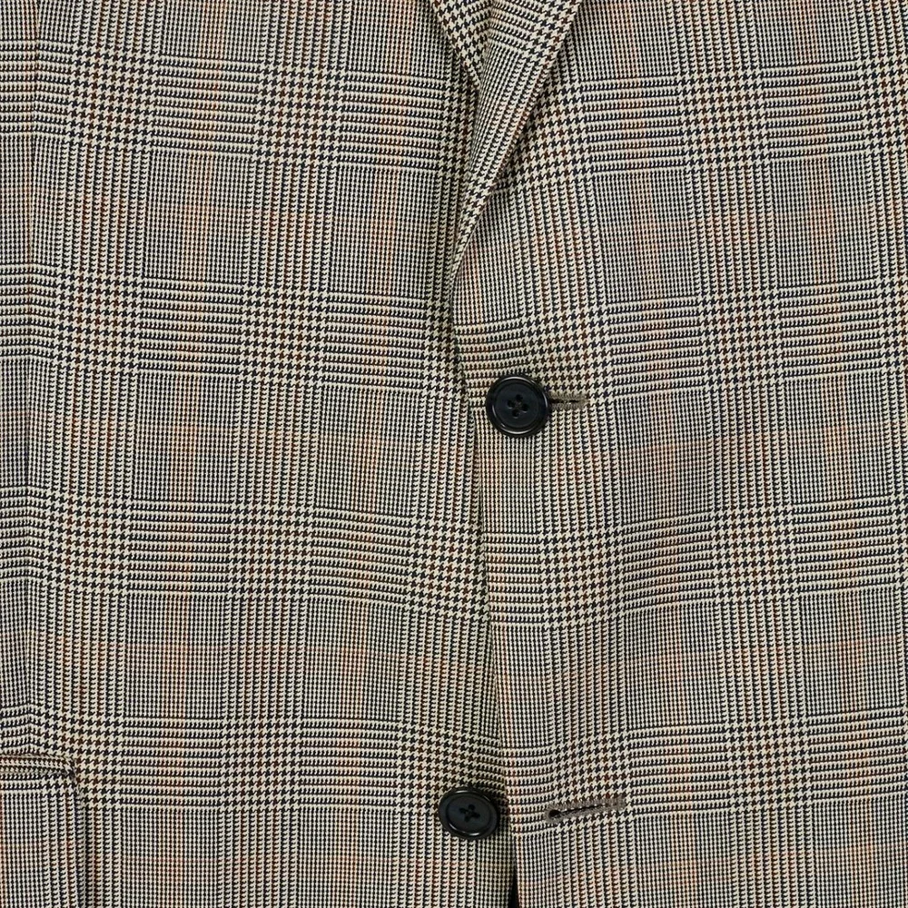 John W Nordstrom Mens Sport Coat‎ 44R Brown Houndstooth Silk Wool Blend Blazer